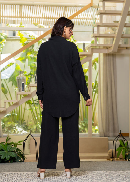 Juniper Black Embroidered Viscose Co-Ord Set With Beads & Sequin Highlights - Swadesiicart