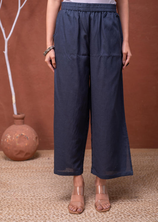 Juniper Viscose Linen Teal Embroidered Top And Pant Co-Ord Set With Thread Work - Swadesiicart