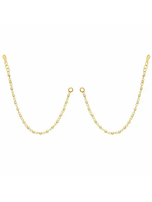 NVR Pearl Studded Classic Gold-Polished 1 Line Ear Chain Ear Cuff | Swadesiicart