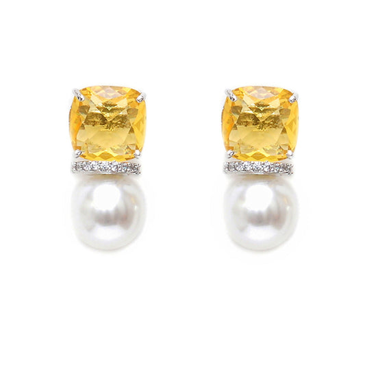 Yellow Pearl Studs- Ruby Raang | Swadesiicart