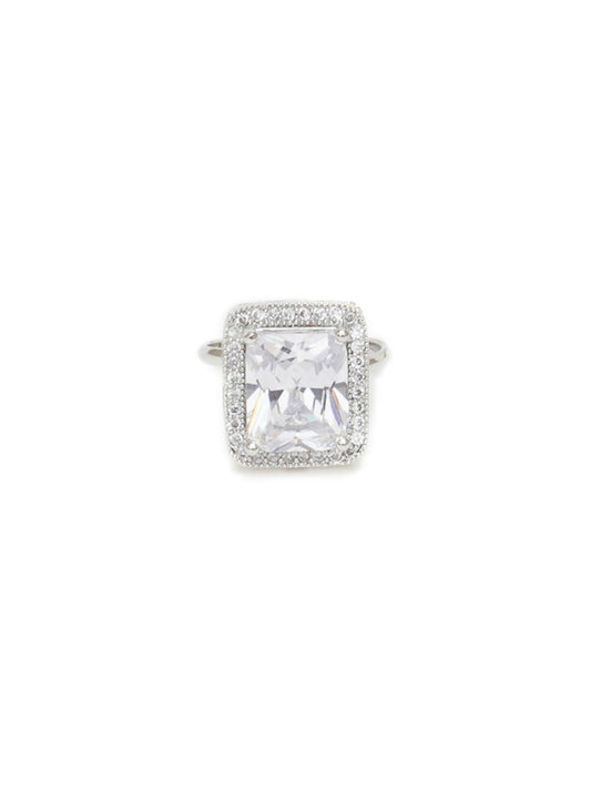 white stone ring (silver) - Ruby Raang | Swadesiicart