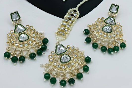 Jewel City Kundan Choker Set with Pearl Tassels - Premium Glass Cut Stone Wedding Collection | Swadesiicart