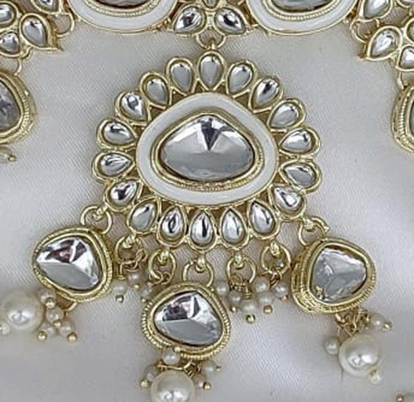 Jewel City Crystal Glass Kundan Choker Set with Maang Tikka - Royal Wedding Collection (Premium Pearl Drops) | Swadesiicart