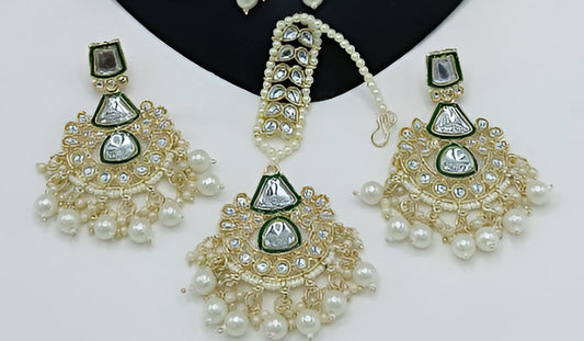 Jewel City Kundan Choker Set with Pearl Tassels - Premium Glass Cut Stone Wedding Collection | Swadesiicart