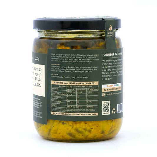 Two Brothers Organic Farms Spicy Green Chilly Pickle - Swadesiicart