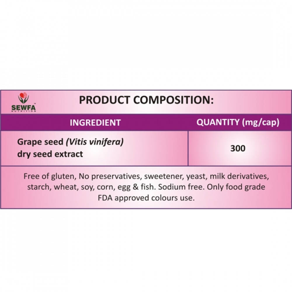 Sewfa Naturals Grape Seed Extract Capsules | Swadesiicart