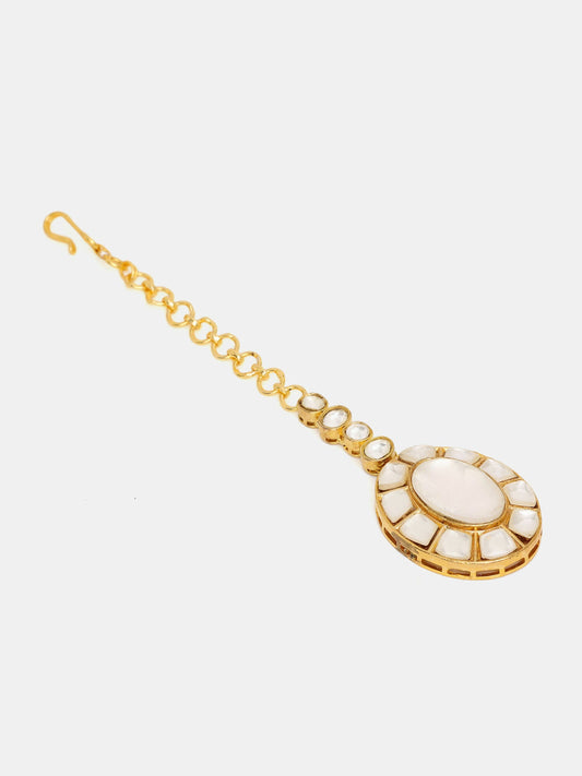 Ruby Raang 22k Gold Polished Kundan Maang Tikka | Swadesiicart
