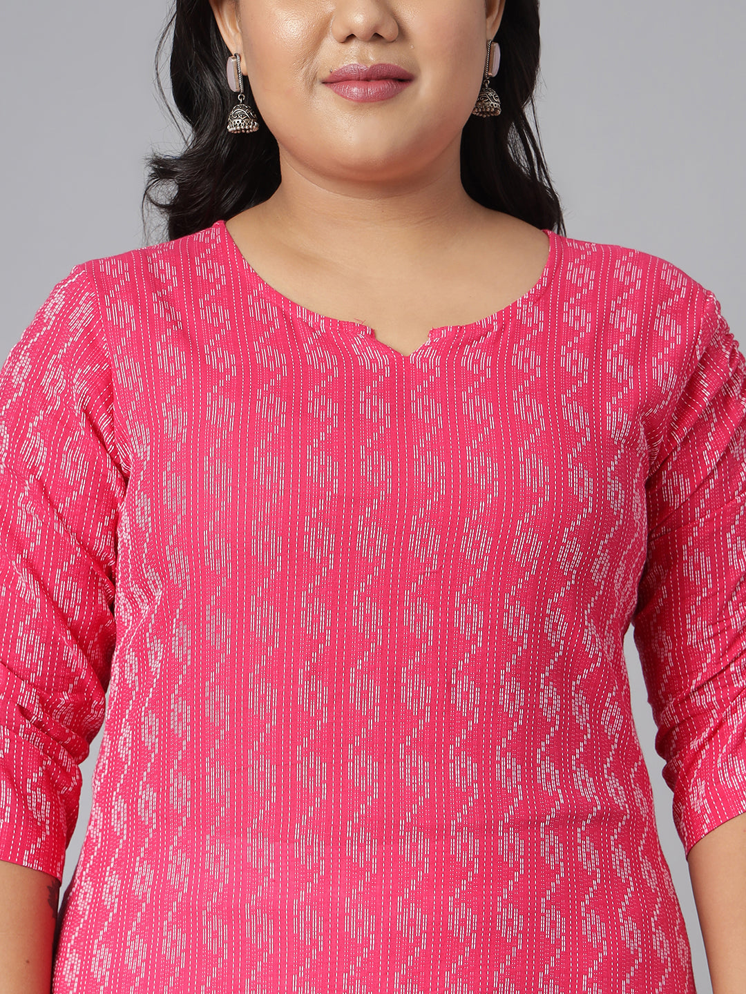 Janasya Women's Pink Cotton Woven Design Casual Straight Kurta - Swadesiicart