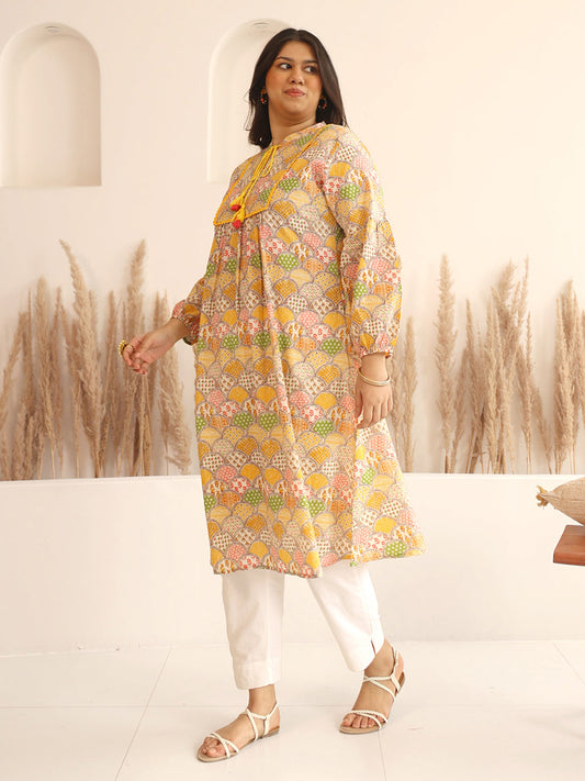 Janasya Multicolor Cotton Ethnic Motifs kurta | Swadesiicart
