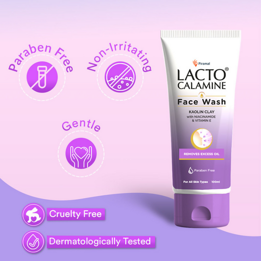 Lacto Calamine Face Wash with Kaolin Clay, Niacinamide & Vitamin E for All Skin Types - Swadesiicart