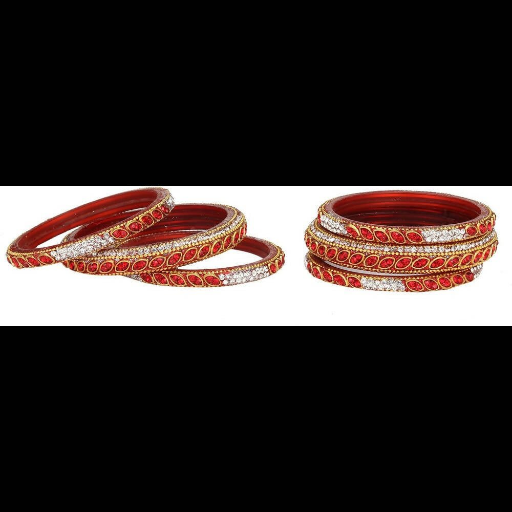 Afast Bridal Wedding & Party Fashionable Colorful Glass Bangle/Kada Set, Pack Of 6 - Swadesiicart