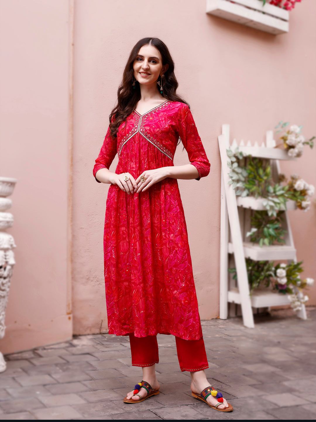 Alia Cut Hand Embroidered & Floral Printed Kurta With Pant & Dupatta Premium, Multicolor - Hiral Fashion