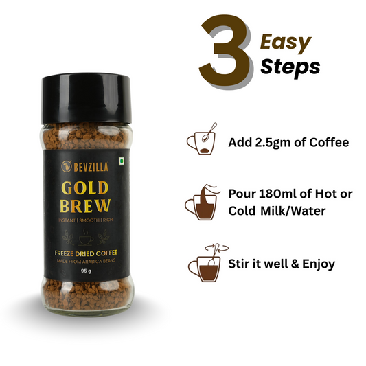 Bevzilla Gold Brew Instant Freeze Dried Coffee Powder | Swadesiicart
