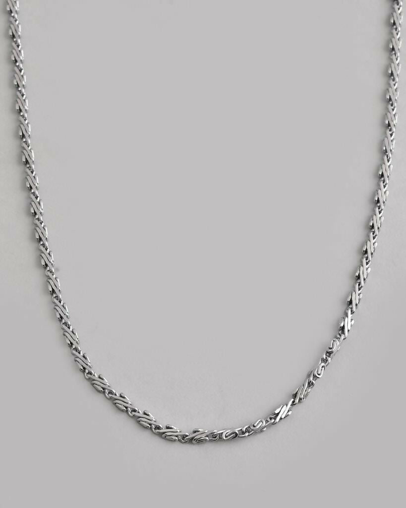 VOJ Silver Plated Designer Chain For Men | Swadesiicart