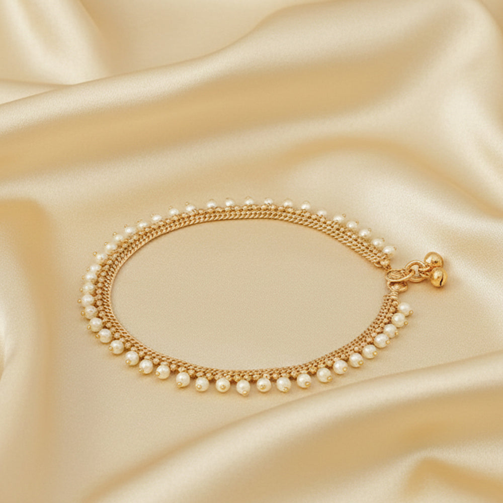 JS Fashion High Gold Classic Pearl Party Wear Payal for Women & Girls | Swadesiicart
