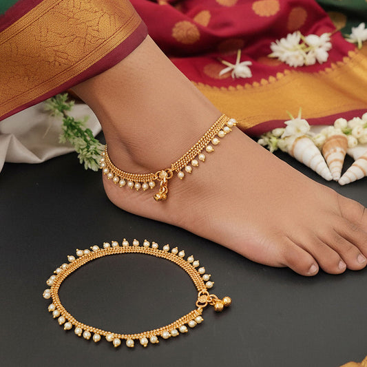 JS Fashion Premium High Gold Bridal Anklet Payal for Women & Girls | Swadesiicart