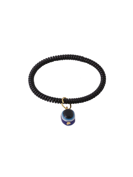 NVR Set of 2 Black Evil Eye Bracelet for Men's & Women
