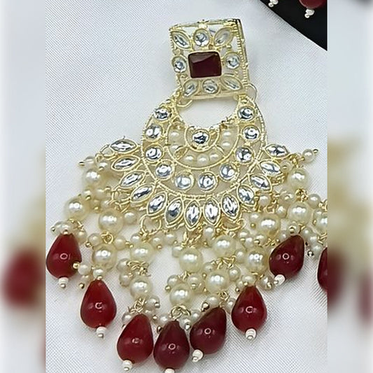 Jewel City Royal Pearl and Crystal Choker Set - Gold-Plated Wedding Jewelry with Earrings and Ring | Swadesiicart