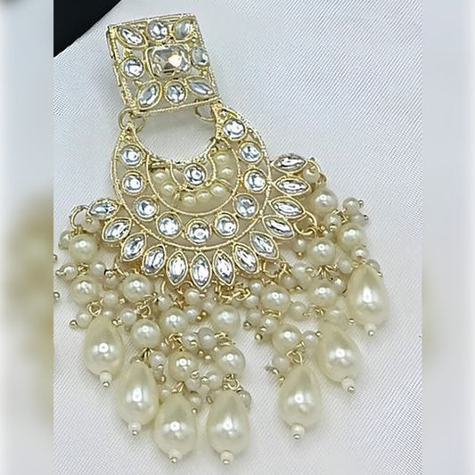 Jewel City Royal Pearl and Crystal Choker Set - Gold-Plated Wedding Jewelry with Earrings and Ring | Swadesiicart