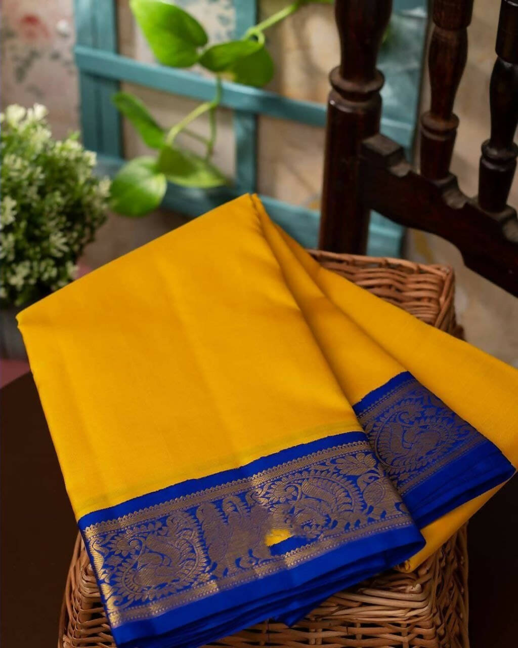DEIANA'S Beautiful Designer Golden zari Soft Lichi Silk Saree - Yellow - Swadesiicart