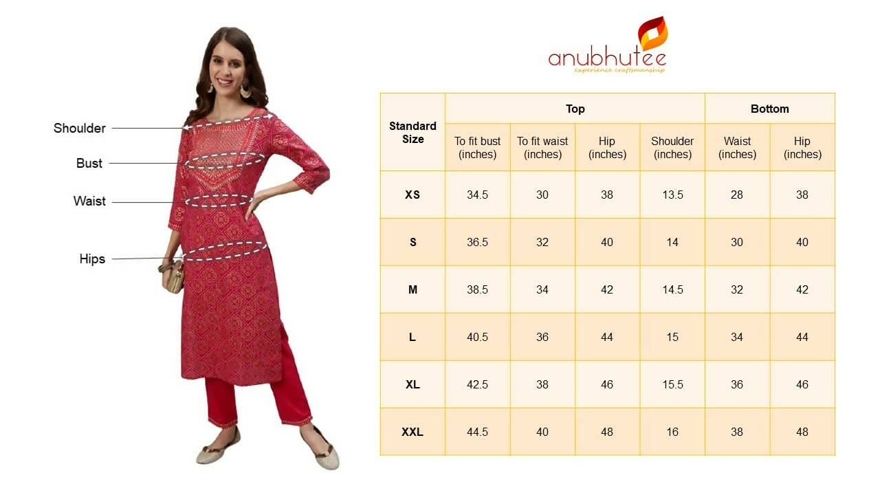 Indian Clothing Anubhutee Women's Cotton Regular Straight Pink Kurta - Swadesiicart