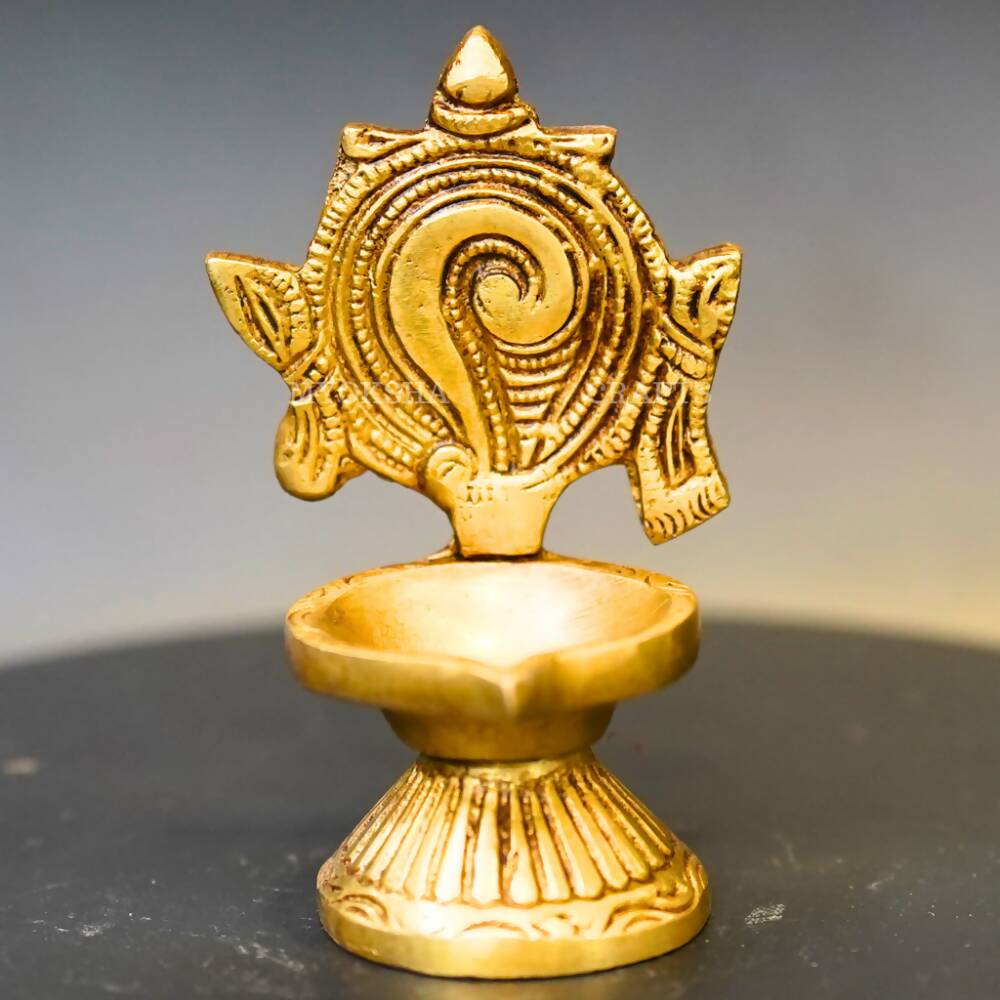 Brass Shankh Diya - Swadesiicart