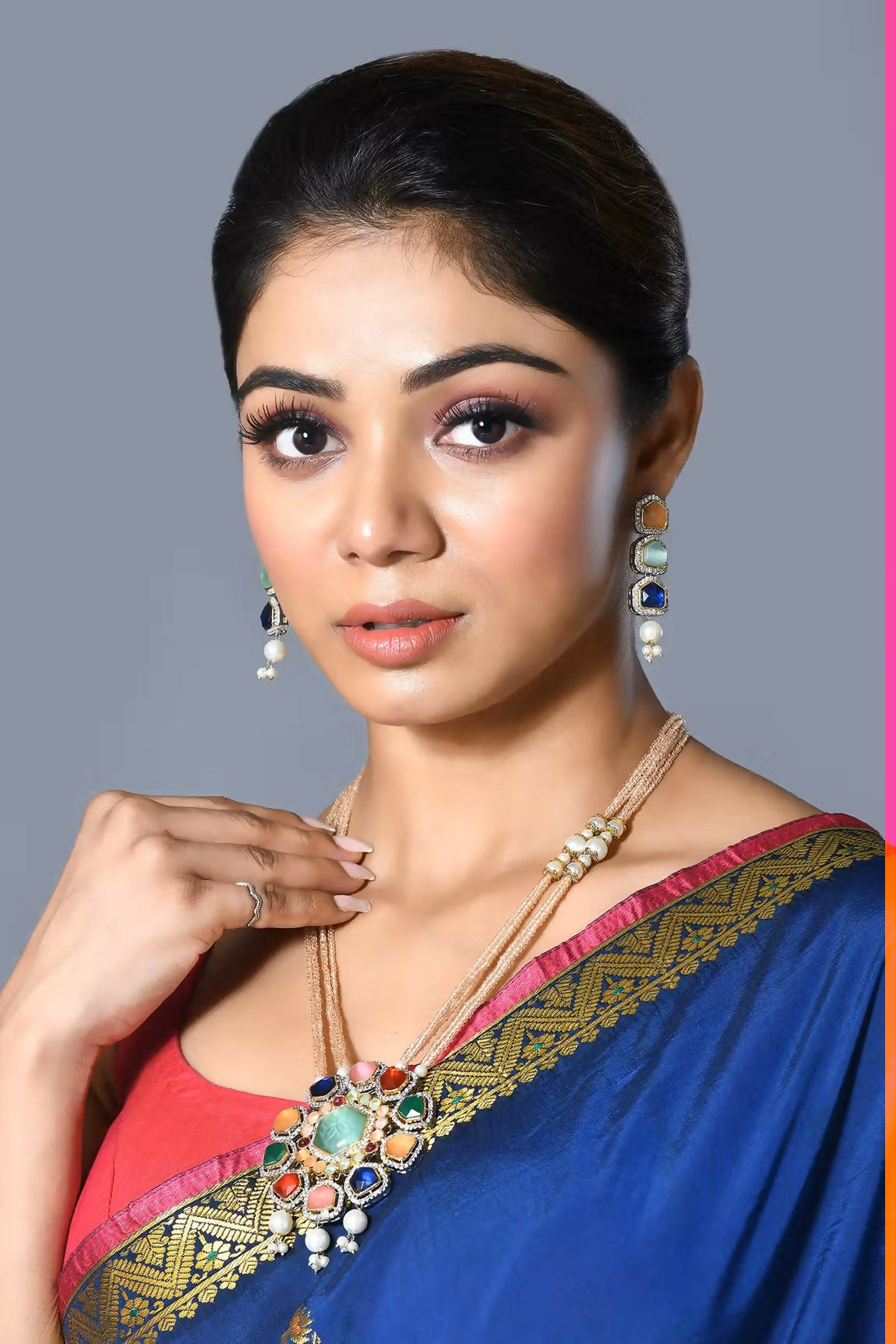 Joban Fashion Women Golden White Multi Pendant Set With Earrings - Swadesiicart