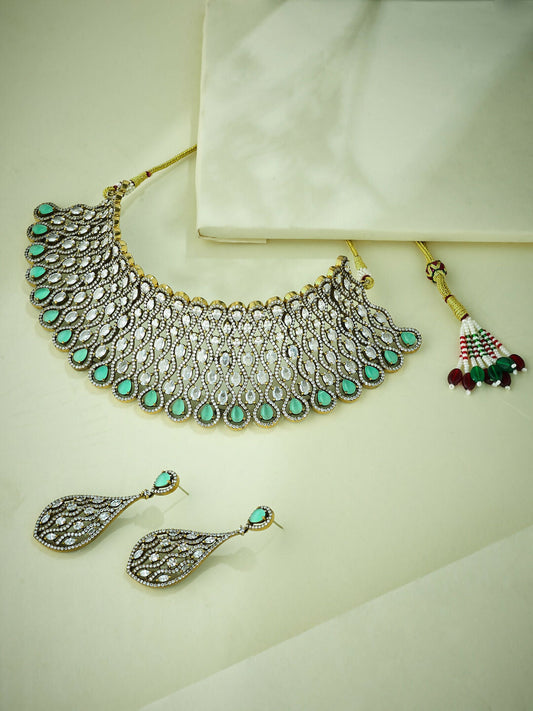 Nuyug 22k Gold-Plated Zircon Choker Set | Swadesiicart
