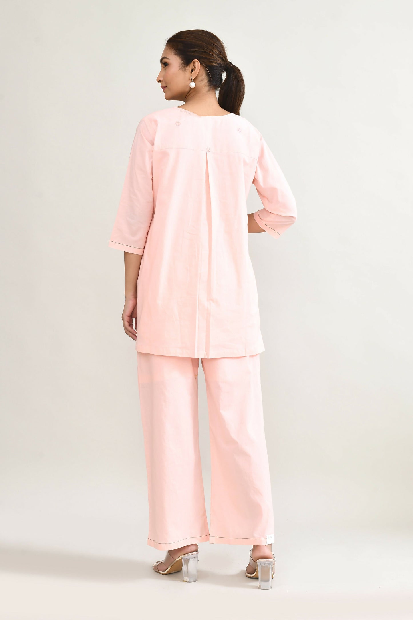 Joban Fashion Peach Pink Cotton Coord Set - Swadesiicart
