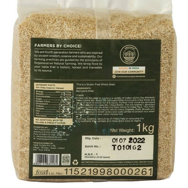 Two Brothers Organic Farms Barnyard Millets - Swadesiicart