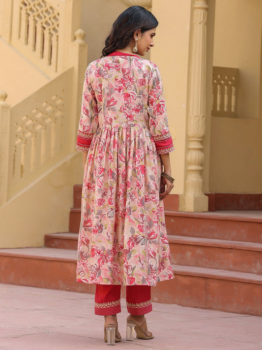 Yufta Pink Embroidered shrug Crop top co ord set - Swadesiicart