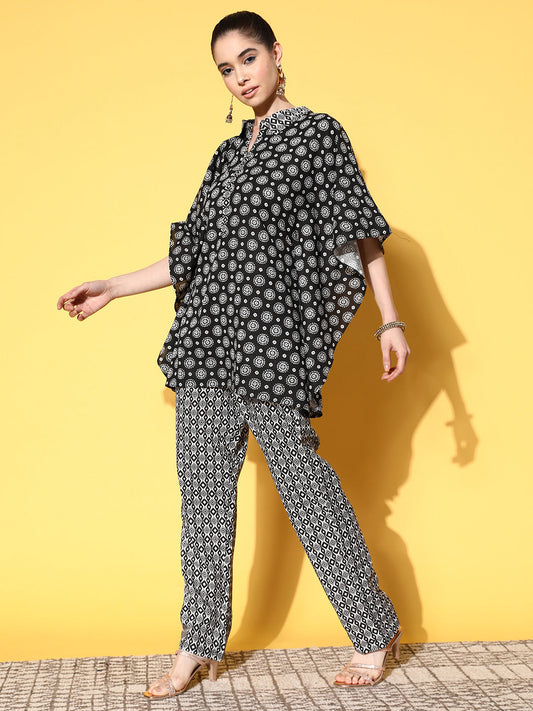 Yufta Printed Cotton Top with Trousers - Swadesiicart