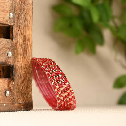 Afast Elegant Bridal & Wedding Party Fashion Bangle/Kada Set, Red, Glass, Pack Of 12 Model No- A11 - Afast Enterprises