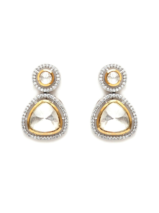 Kundan Earrings (silver) - Ruby Raang - Swadesiicart