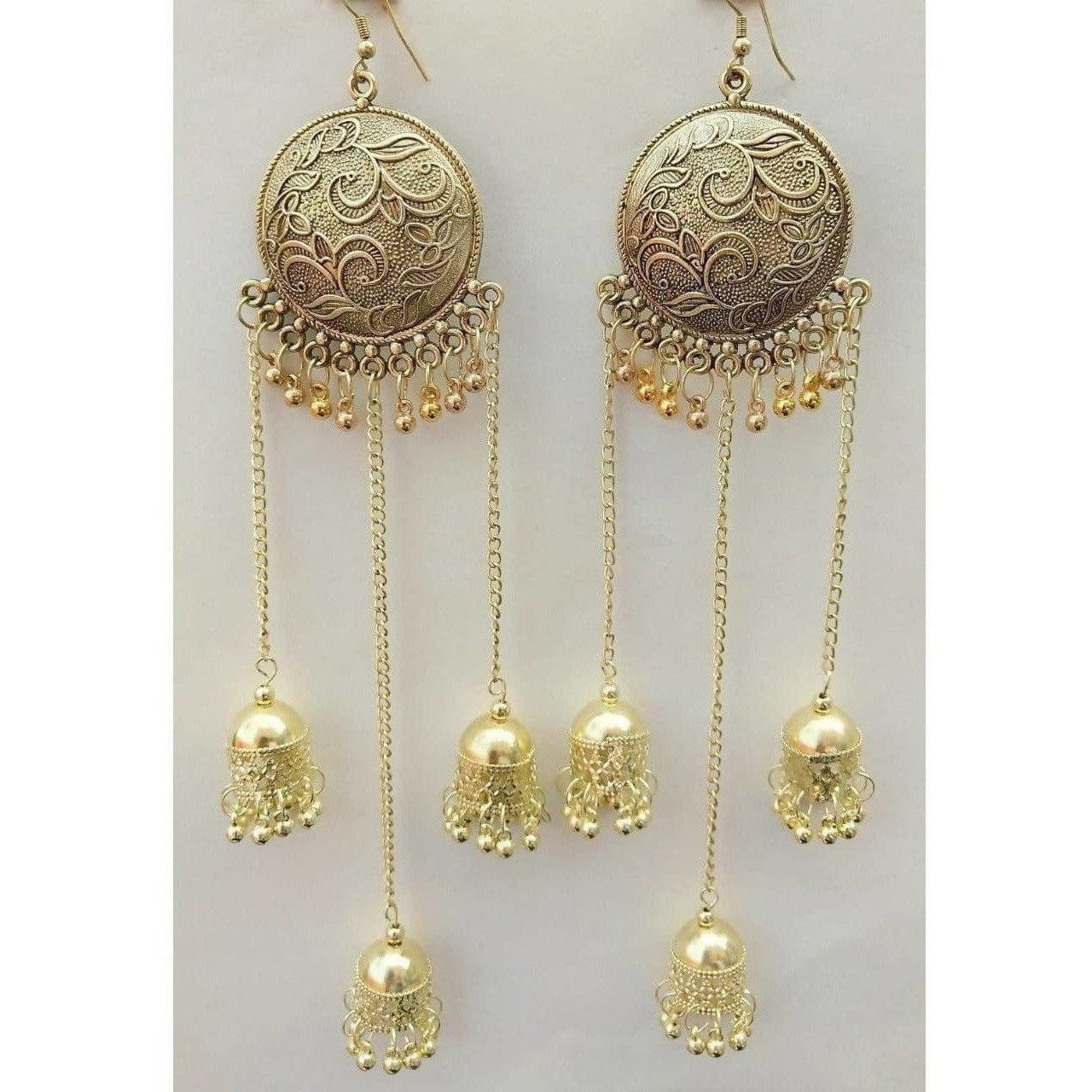 MS Fashion India Bahubali Tassel Sun Design With Long Hanging Jhumkas Earrings | Swadesiicart