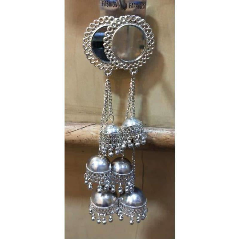 MS Fashion India Triple Hanging Jhumka Mirror Earrings | Swadesiicart