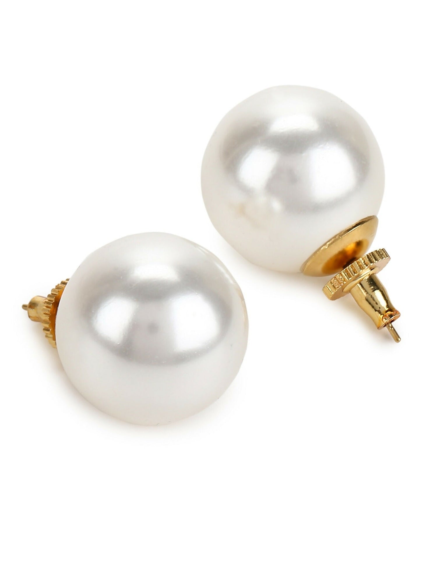 Oversized pearl Studs (22 mm)- Ruby Raang | Swadesiicart