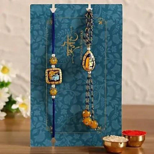 Bhaiya Bhabhi Luxury Rakhi Set & Assorted Delights Combo Pack | Swadesiicart