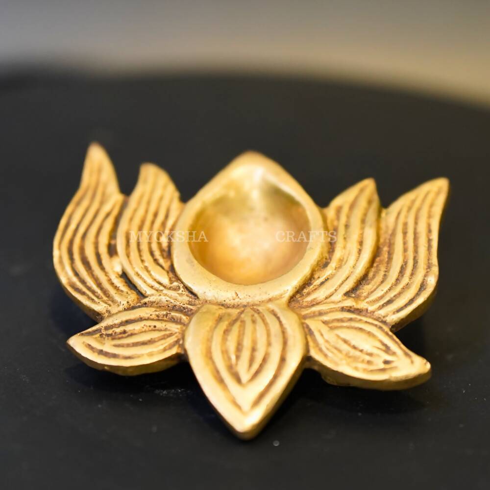 Brass Lotus Diya - Swadesiicart