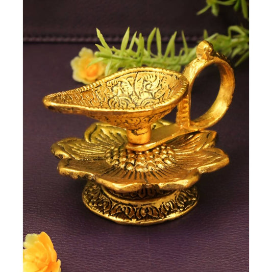 Spillbox Gold-Toned Brass Aishwarya Diya Pooja Essential | Swadesiicart