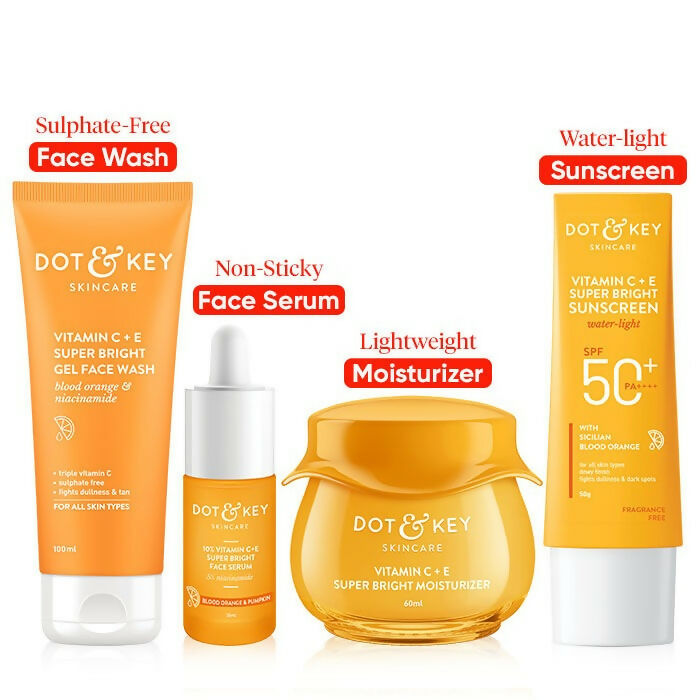 Dot & Key Vitamin C + E CSMS (Cleanser, Serum, Moisturizer, Sunscreen) Routine Combo | Swadesiicart