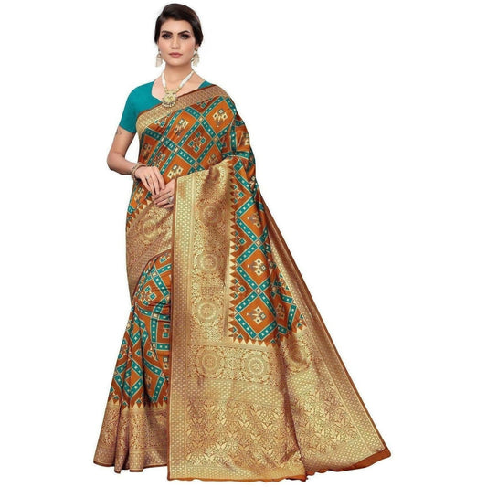 Vamika Banarasi Jaquard Mustard Weaving Saree (Banarasi 19) | Swadesiicart