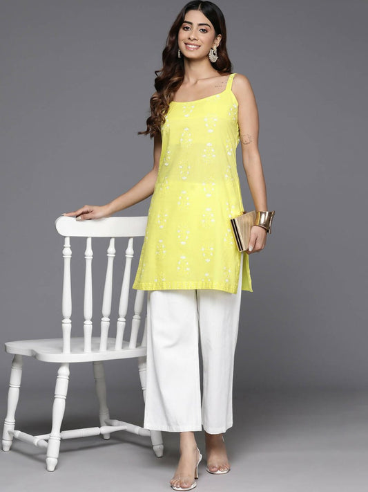 Ahalyaa Women's Traditional wear Tunic - Yellow | Swadesiicart