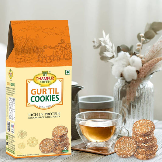 Dhampur Green Gur Til Cookies - Swadesiicart