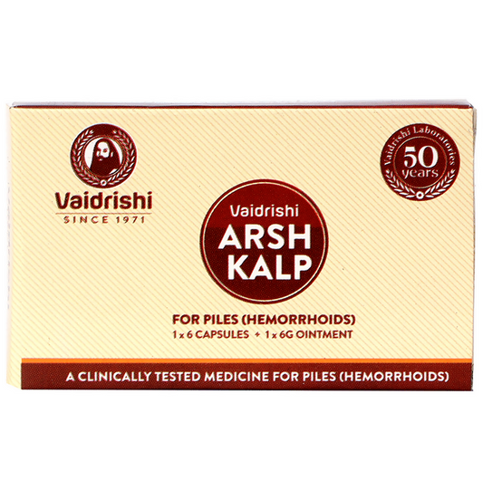 Vaidrishi Arsh Kalp Kit for Piles (6 Capsules & 1 Tube of 6gm Ointment) | Swadesiicart