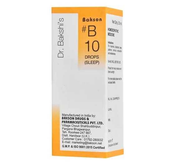 Bakson's Homeopathy B10 Drops (Sleep) | Swadesiicart