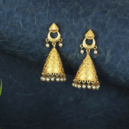 Joban Fashion Women Matte Gold Brass Jhumka | Swadesiicart