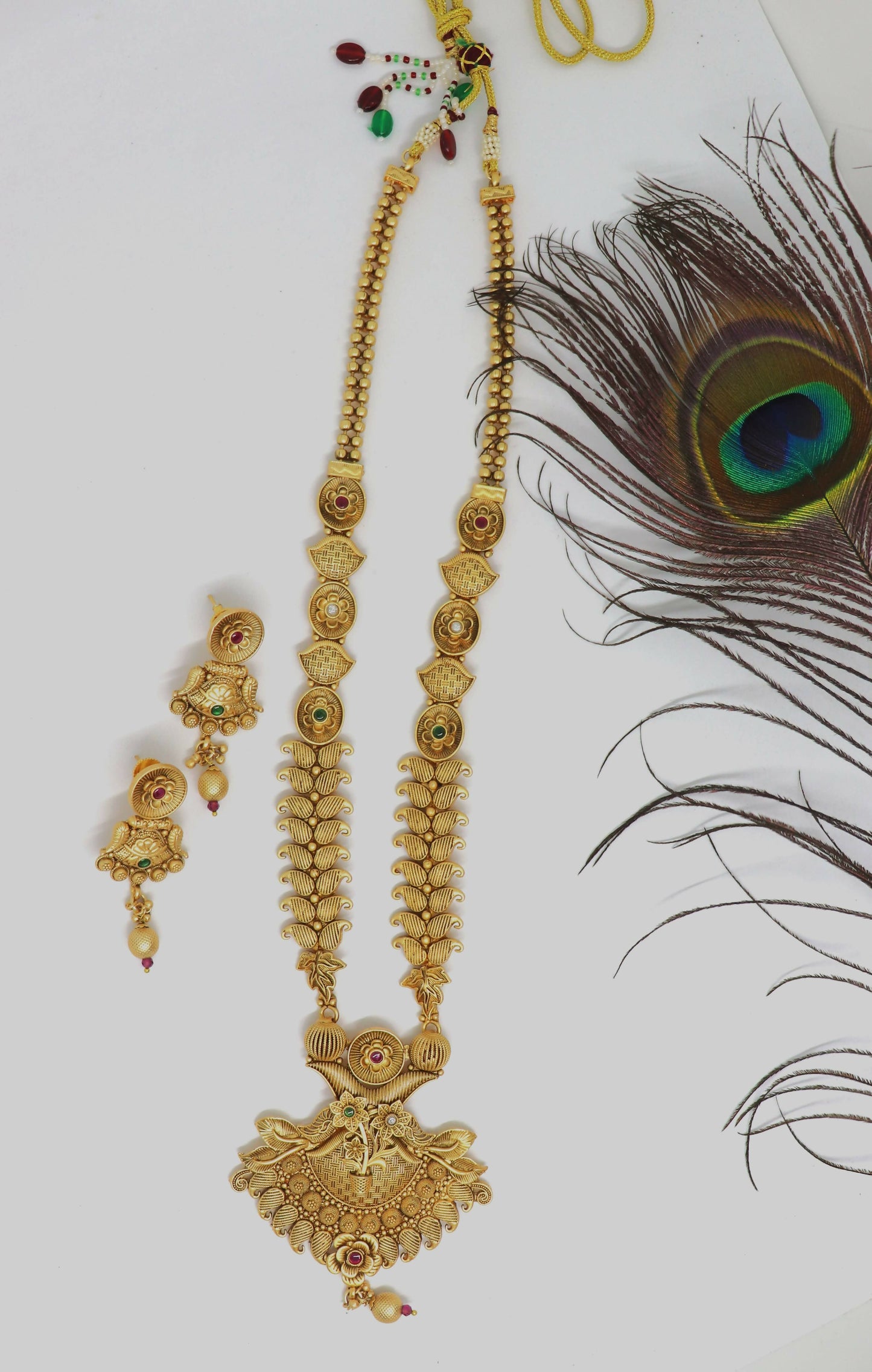 Joban Fashion Mango Design Gold Pure Brass With Rajwadi Polish Necklace Set | Swadesiicart