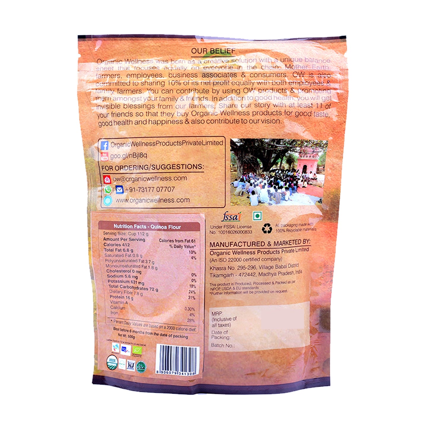 Organic Wellness Bundelkhand Quinoa Atta - Swadesiicart