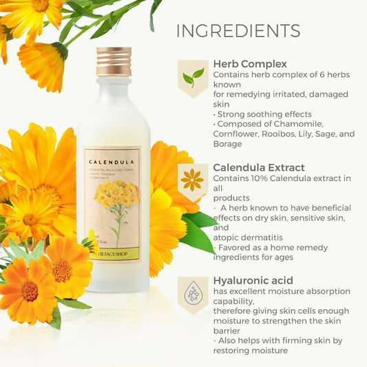 The Face Shop Calendula Essential Moisture Toner - Korean Skincare